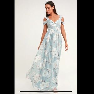 Make Me Move Light Blue Floral Print Maxi Dress
